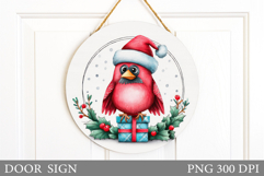 Cardinal Door Sign Design. Christmas Door Sign Sublimation Product Image 1
