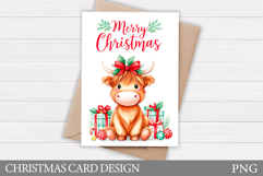 Christmas Cow Card Design. Christmas Card Printable Product Image 1