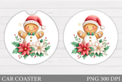 Gingerbread Car Coaster. Christmas Car Coaster Sublimation Product Image 1