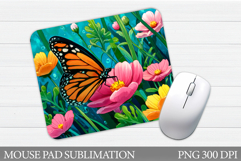 Butterfly Mouse Pad Design. Flowers Mouse Pad Sublimation Product Image 1
