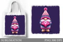 Valentines Gnome Tote Bag. Valentines Gnome Sublimation Product Image 1