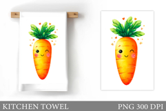 Carrot Kitchen Towel Design. Flowers Kitchen Towel Product Image 1