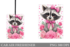 Cute Raccoon Car Air Freshener. Cute Raccoon Sublimation Product Image 1
