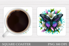 Butterfly Coaster Design. Butterfly Sublimation Product Image 1