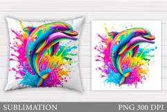 Dolphin Pillow Sublimation. Dolphin Sublimation Product Image 1