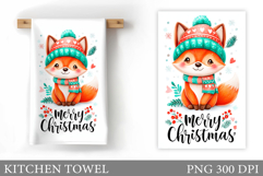 Christmas Fox Kitchen Towel. Christmas Kitchen Towel Design Product Image 1