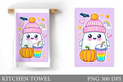 Cute Ghost Kitchen Towel. Halloween Kitchen Towel Design Product Image 1