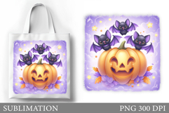 Halloween Pumpkin Sublimation. Cute Pumpkin Tote Bag Design Product Image 1