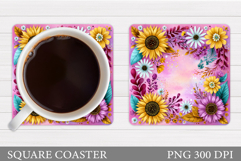 Flowers Coaster Design. Floral Coaster Sublimation Product Image 1