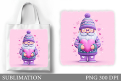 Valentines Gnome Tote Bag. Valentines Gnome Sublimation Product Image 1