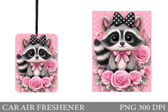 Cute Raccoon Car Air Freshener. Cute Raccoon Sublimation Product Image 1