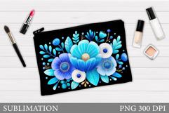 Flowers Makeup Bag Design. Floral Makeup Pouch Sublimation Product Image 1