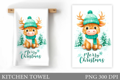 Christmas Cow Kitchen Towel Design. Christmas Kitchen Towel Product Image 1