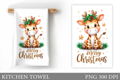 Cute Giraffe Kitchen Towel. Christmas Kitchen Towel Design Product Image 1
