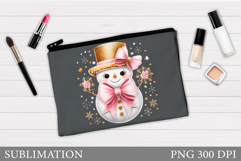 Snowman Cosmetics Bag. Christmas Makeup Bag Sublimation Product Image 1