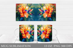 Hummingbird Mug Design. Flowers Mug Sublimation Product Image 1