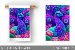 Peacock Kitchen Towel. Peacock Sublimation Product Image 1