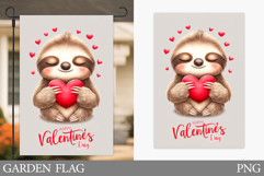 Valentines Sloth Garden Flag. Valentines Garden Flag Design Product Image 1