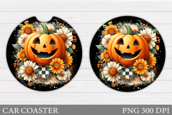 Halloween Pumpkin Coaster Design. Halloween Car Coaster Product Image 1