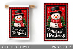 Snowman Kitchen Towel Design. Christmas Kitchen Towel Product Image 1