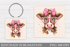 Cute Cow Keychain Design. Cute Cow Sublimation Product Image 1