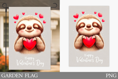 Valentines Sloth Garden Flag. Valentines Garden Flag Design Product Image 1