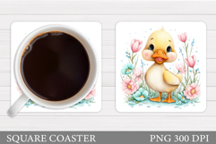 Spring Duck Coaster Design. Spring Coaster Sublimation Product Image 1