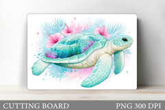 Sea Turtle Cutting Board Design. Sea Turtle Sublimation Product Image 1