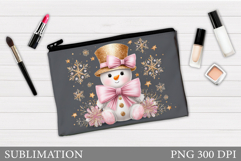 Snowman Cosmetics Bag. Christmas Makeup Bag Sublimation Product Image 1