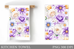 Floral Kitchen Towel Design. Flowers Kitchen Towel Product Image 1