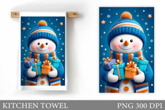 Snowman Kitchen Towel Design. Christmas Kitchen Towel Product Image 1