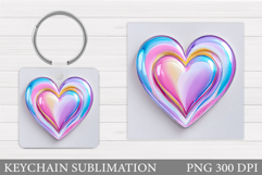 Heart Keychain Sublimation. Valentine Keychain Design Product Image 1