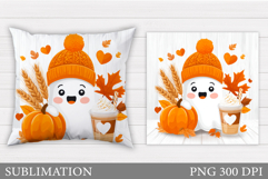 Halloween Ghost Pillow Design. Cute Ghost Sublimation Product Image 1