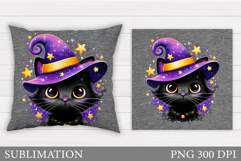 Halloween Cat Pillow Design. Cute Halloween Sublimation Product Image 1