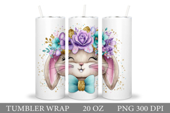 Cute Bunny Tumbler Design. Bunny Sublimation Product Image 1