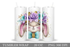 Cute Bunny Tumbler Design. Bunny Sublimation Product Image 1