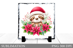 Christmas Sloth Sublimation. Christmas Sloth Slate Design Product Image 1