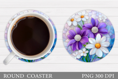 Floral Coaster Design. Flowers Coaster Sublimation Product Image 1