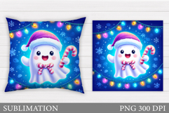 Christmas Ghost Pillow Design. Christmas Pillow Sublimation Product Image 1