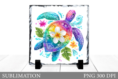 Turtle Square Sublimation. Sea Turtle Slate Design Product Image 1
