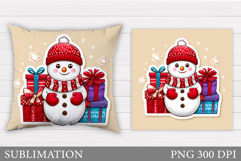 Christmas Snowman Pillow. Christmas Pillow Design Product Image 1