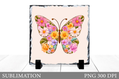 Floral Butterfly Sublimation. Butterfly Slate Design Product Image 1