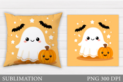 Halloween Ghost Pillow Design. Halloween Ghost Sublimation Product Image 1