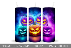 Scary Pumpkin Tumbler Design. Halloween Tumbler Sublimation Product Image 1