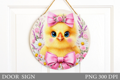Cute Chick Door Sign Sublimation. Easter Door Sign Design Product Image 1