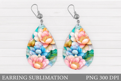 Flowers Earring Sublimation. Flowers Teardrop Earring Product Image 1