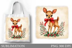 Christmas Deer Tote Bag. Christmas Tote Bag Sublimation Product Image 1