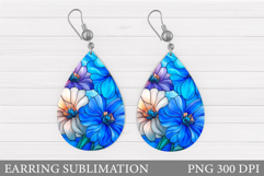 Floral Earring Sublimation. Flowers Earring Design Product Image 1