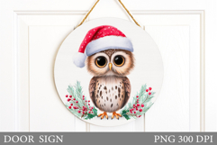 Christmas Owl Door Sign. Christmas Door Sign Sublimation Product Image 1