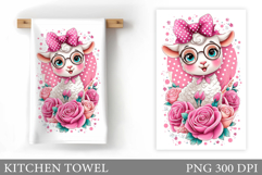 Cute Lamb Kitchen Towel. Lamb Kitchen Towel Sublimation Product Image 1